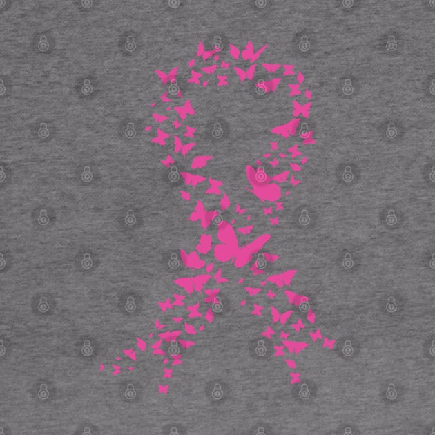 Pink Butterfly Ribbon Cancer Awareness by Peach Lily Rainbow